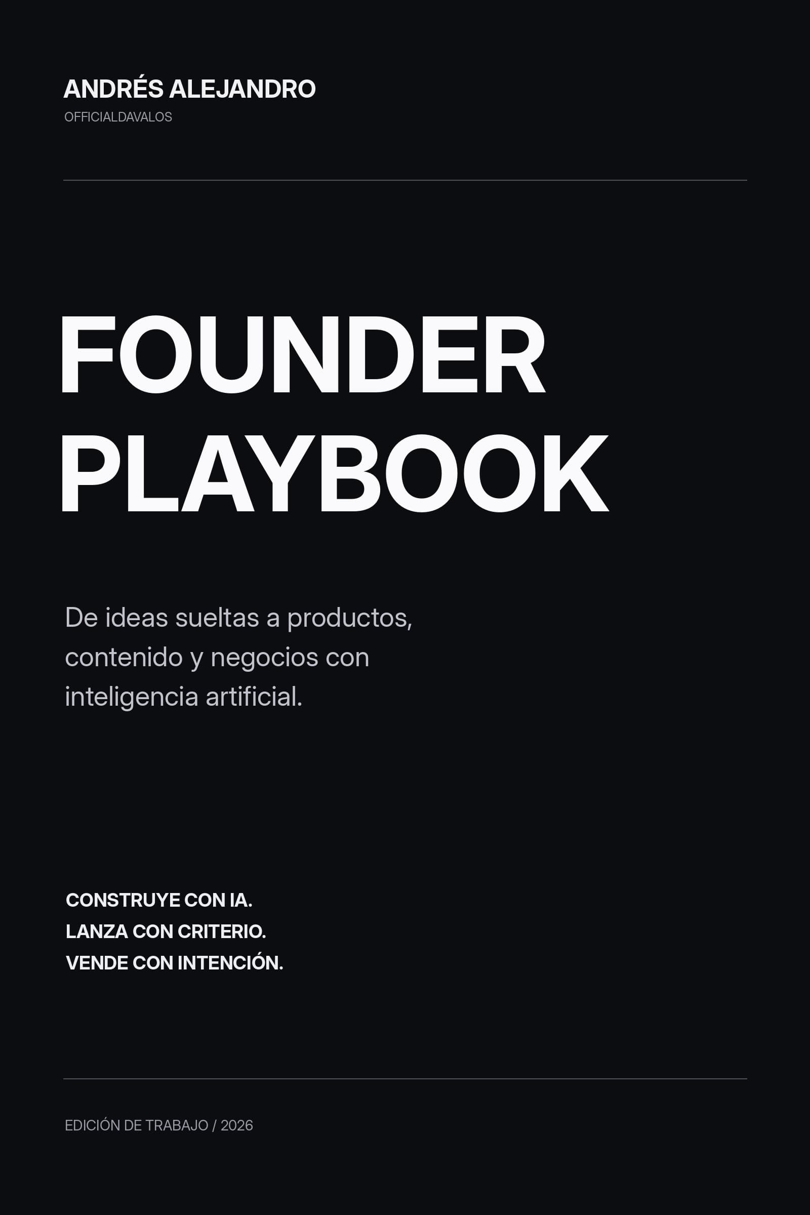 Original Spanish edition cover of Founder Playbook by Andrés Alejandro / OFFICIALDAVALOS