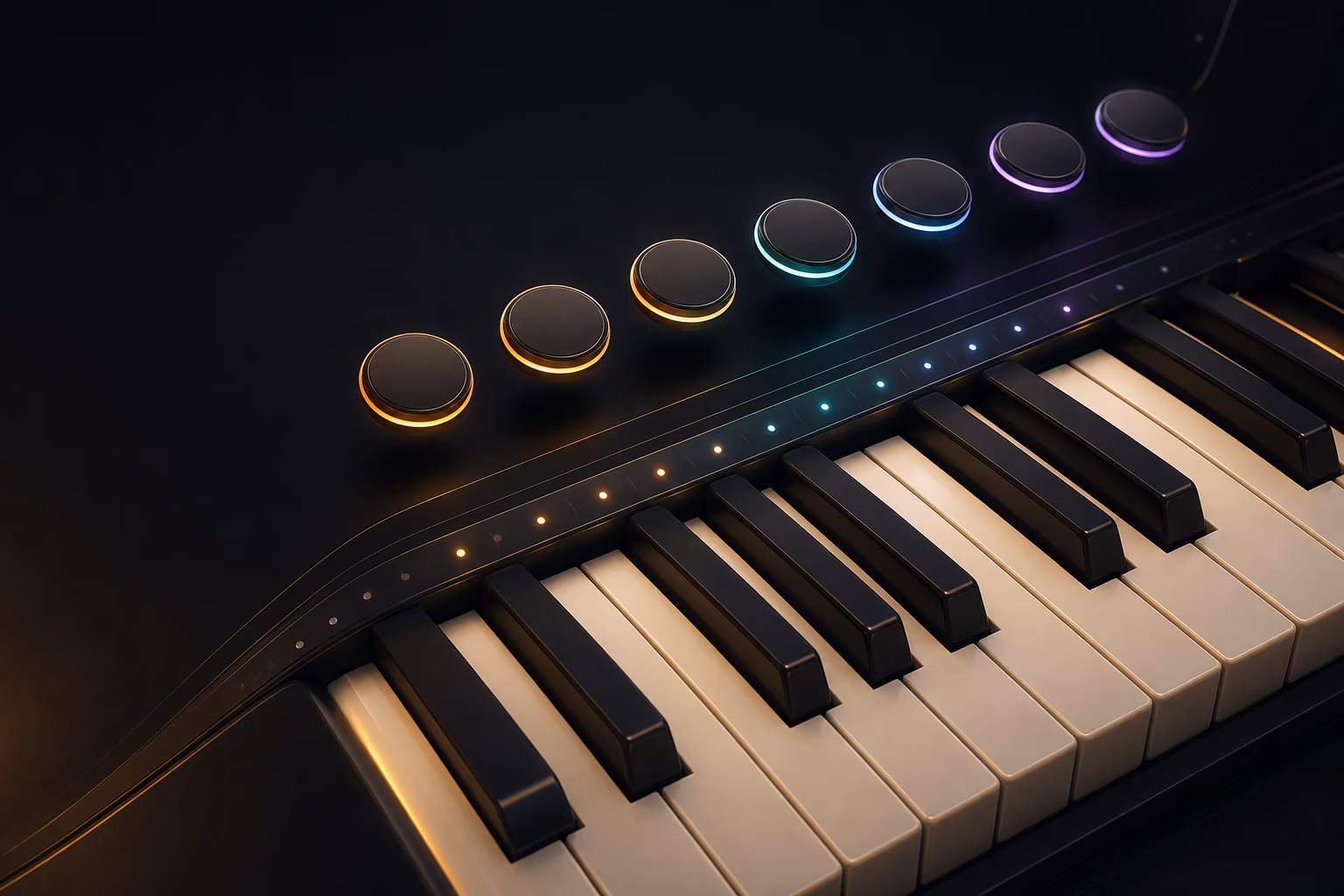 Teclado musical con controles de color para construir una progresión