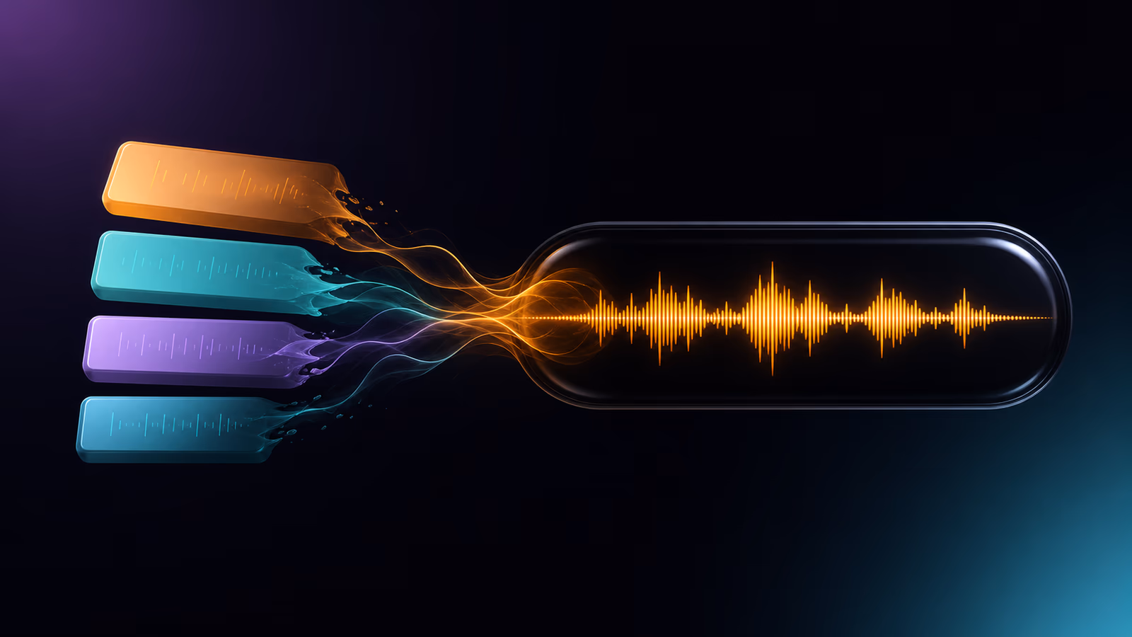 Capas musicales convirtiéndose en una onda de audio