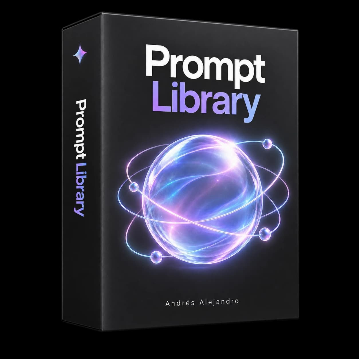Prompt Library, black collector box with iridescent artwork