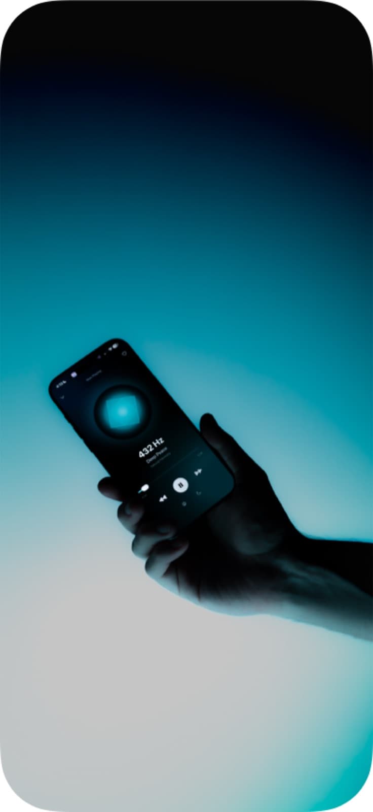 SelfLoveapp cyan frequency player on iPhone