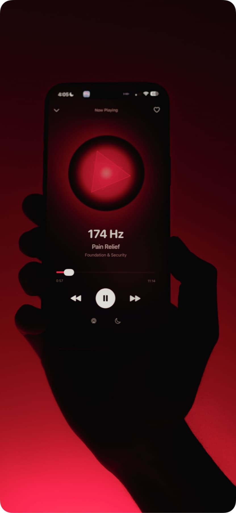 SelfLoveapp red frequency player on iPhone