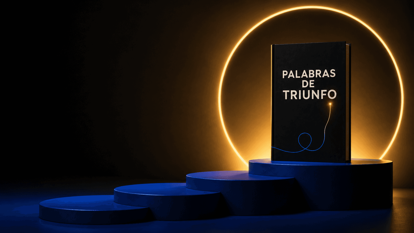Libro Palabras de Triunfo sobre plataformas azules ascendentes