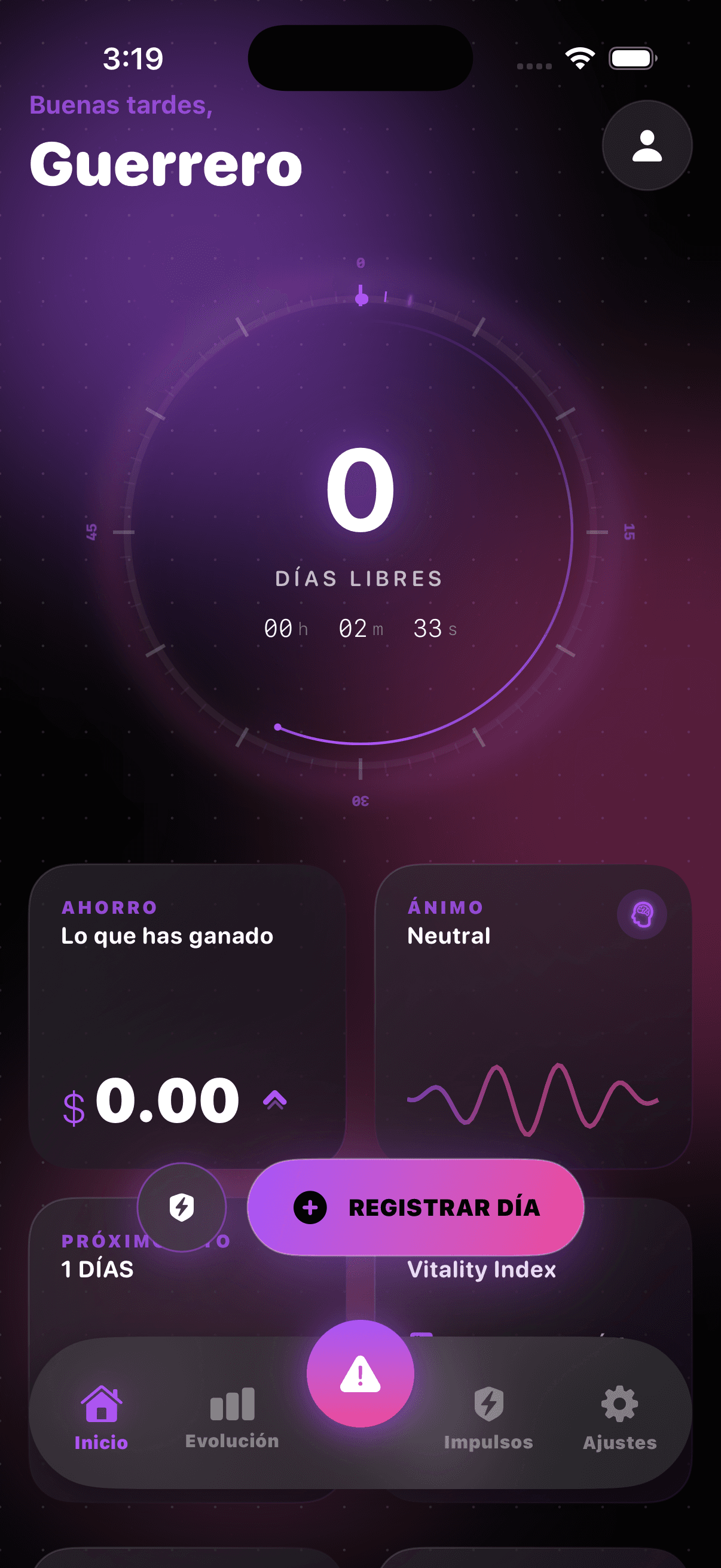 Pantalla Inicio de NEWME