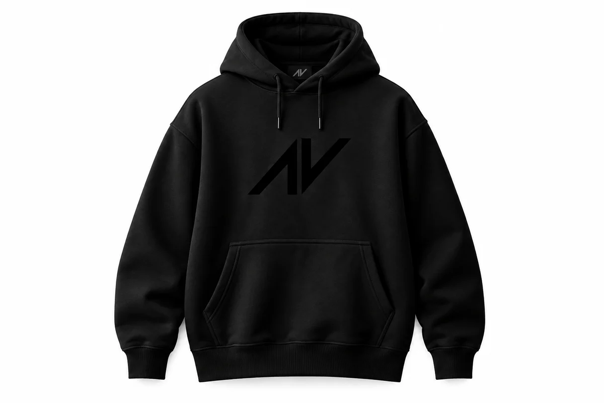 Shadow Hoodie, black with Andrés Alejandro monogram