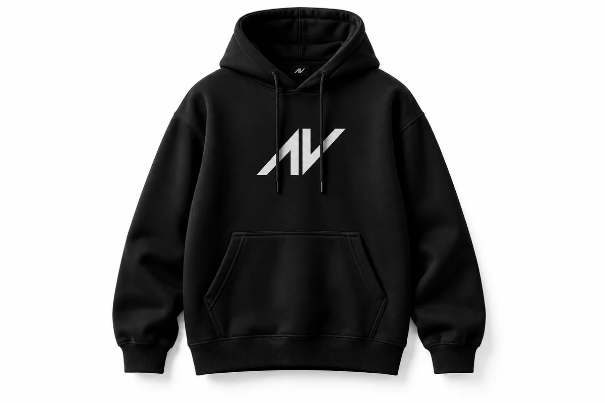 Signal Hoodie, black with Andrés Alejandro monogram