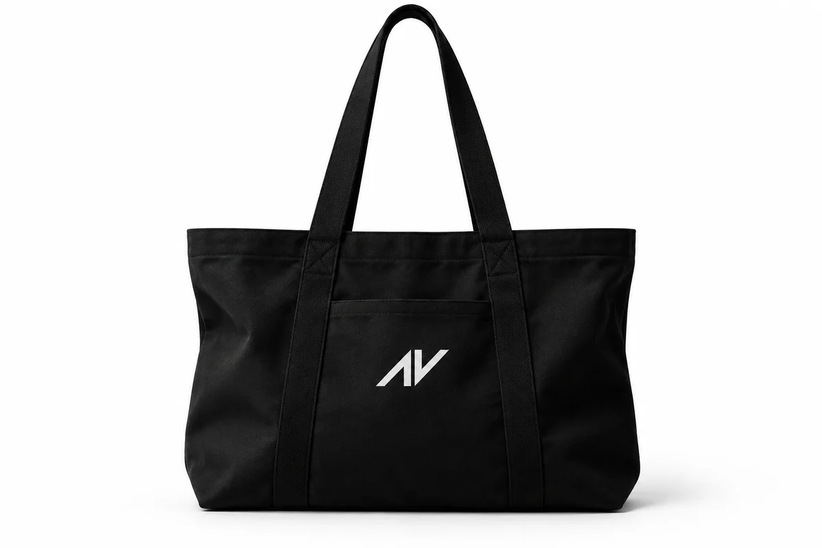 Studio Tote, black with Andrés Alejandro monogram